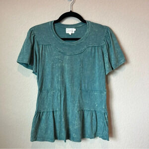 Deletta Anthropologie Nova ruffle hemmed top